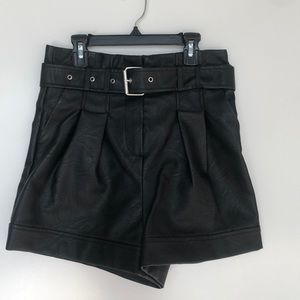 TOPSHOP Faux Leather High Waisted Shorts